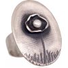 Серебряное кольцо #2101730(Matt+POx-MattBk)_PE, Серебро	925°, оксид (покрытие), Жемчуг , Размер: 18, 7.4 гр.