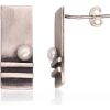 Серебряные серьги-пуссеты #2203502(Matt+POx-MattBk)_PE, Серебро	925°, оксид (покрытие), Жемчуг , 5.1 гр.