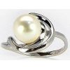 Золотое кольцо #1100047(AU-W)_PE, Белое золото	585°, Жемчуг , Размер: 18, 3.54 гр.