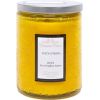 Stikla burka svece ROMANTIC TIMES, D7xH9cm, ar vāku, dzeltena, (smarža - ar citronu smarža)