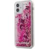 Karl Lagerfeld KLHCP12SROPI Liquid Glitter Charms Cover Silikona Aizsargapvalks Apple iPhone 12 Mini Rozā