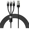 3in1 USB cable Baseus StarSpeed Series, USB-C + Micro + Lightning 3,5A, 1.2m (Black)