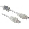 Delock USB 2.0 A-B St. m.Ferritk. clear 0,5m