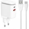 Wall charger  LDNIO A2423C USB, USB-C + MicroUSB cable