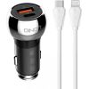 LDNIO C1 USB, USB-C Car charger + USB-C - Lightning Cable