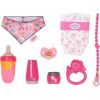 ZAPF Creation BABY born® accessories set, doll accessories (Magic Eyes pacifier with pacifier chain, diaper, play ring, powder compact, tube of cream, bottle and scarf.)