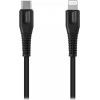 CANYON MFI-4, Type C Cable To MFI Lightning for Apple, PVC Mouling,Function：with full feature( data transmission and PD charging) Output:5V/2.4A , OD:3.5mm, cable length 1.2m, 0.026kg,Color:Black