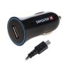 Swissten Премиум Автомобильная зарядка 12 / 24V / 1A + кабель Micro USB  1,5m Черная