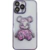iLike iPhone 15 Pro Max Silicone Case Print Desire Bear Apple Purple