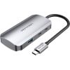 USB-C to USB-C Docking Station, 3x USB3.0, PD 0.15m Vention TNDHB, gray