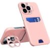 iLike Apple  iPhone 14 Pro Leather Stand Case Card Wallet Cover with Stand Pink