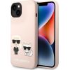 Karl Lagerfeld MagSafe Compatible Case Liquid Silicone Karl and Choupette for iPhone 14 Plus Pink