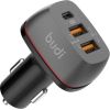 Car charger Budi, 2x USB + USB-C, QC + PD (black)