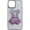 iLike iPhone 15 Silicone Case Print Desire Bear Apple Purple