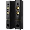 Fenda F&D T-88X 2.0 Floorstanding Speakers, 300W RMS (150x2), 1'' Tweeter + 5.25'' Speaker + 10'' Subwoofer for each channel, BT 4.2/HDMI/Optical/Coaxial/AUX/USB/FM/Karaoke function/LED Display/Remote Control/Microphone included/Wooden/Black