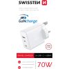 Swissten GaN Зарядное устройство 2x USB-C / USB для UK socket 70W