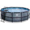 EXIT Stone pool ø427x122cm with sand filter pump  and heat pump - grey, no dome