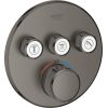 Grohe iebūvējamā dušas termostata SmartControl round virsapmetuma daļa, ar 3 izejām, brushed hard graphite