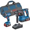 Bosch combination set cordless impact drill GSB 18V-45 + cordless hammer drill GBH 18V-22 (blue, 2x Li-ion battery 4.0Ah, tool bag)