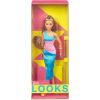 Mattel Barbie Signature Looks: Short Doll with Brunette Ponytail Turquoise/Pink Dress Model #15 (HJW82)