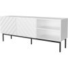 Cama Meble ABETO RTV cabinet on black steel frame 150x42x60 cm white/gloss white