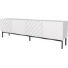 Cama Meble ABETO RTV cabinet on black steel frame 200x42x60 white/gloss white