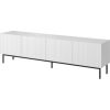 Cama Meble PAFOS RTV cabinet on black steel frame 200x40x60 cm white matt