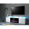 Cama Meble RTV EVA cabinet with electric fireplace 180x40x52 cm white/gloss white