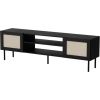 Cama Meble RTV cabinet JUTA 180x39.5x55.5 black + linol calabria