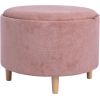 Ottoman/ table HIRO D56xH42,5cm, pink, with storage and tray