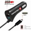 Swissten Премиум Автомобильная зарядка 12 / 24V / 2.4A с встроенным кабелем USB-C 100 cm Черная