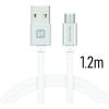 Swissten Textile Universāls Micro USB Datu un Uzlādes Kabelis 1.2m Sudraba