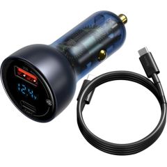 Baseus TZCCKX-0G Автомобильная зарядка USB-C / USB / 3A / 65W / Quick Charge 3.0 + Кабель Черная