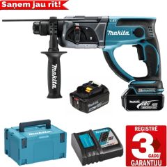 Akumulatora perforators, 18 V, 2x 5,0 Ah Li ion, SDS PLUS, 1,9J, LED  DHR202RTJ Makita