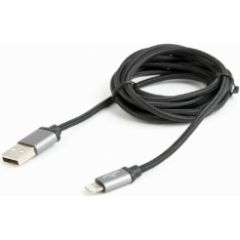 Gembird cotton braided USB Lightning 1.8m Black