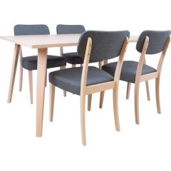 Dining set ADORA table and 4 chairs, light beech