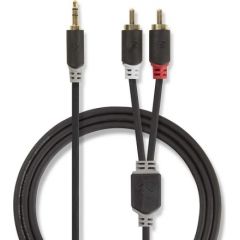 Nedis Aux провод 3.5 mm -> 2x RCA 0.5m Черный