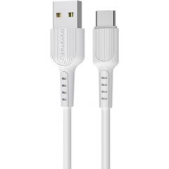 Borofone BX16 Izturīgs un fleksibls Universāls USB-C (Type-C) 2A Datu un uzlādes Kabelis 1m Balts