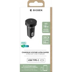 Car Charger Type C 18 W By BigBen Black