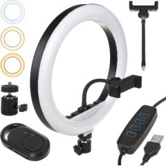 Maclean 12 "20W LED ring light with Bluetooth Shutter 3 colors 10 brightness levels 10% -100% Adjustable brightness 160 LED smartphone holder lighting light