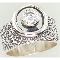 Серебряное кольцо #2101208(POx-Bk)_CZ, Серебро	925°, оксид (покрытие), Цирконы , Размер: 18, 6.3 гр.