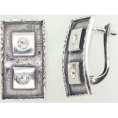 Серебряные серьги #2202131(POX-BK)_CZ, Серебро	925°, оксид (покрытие), Цирконы , 7.3 гр.