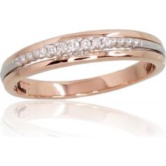 Золотое кольцо #1100695(Au-R+Au-W)_DI, Красное/Белое Золото	585°, Бриллианты (0,045Ct), Размер: 16.5, 2.18 гр.