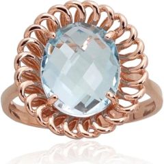 Золотое кольцо #1100960(Au-R)_TZLB, Красное Золото	585°, Небесно-голубой топаз , Размер: 19, 4.5 гр.