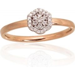 Золотое кольцо #1100944(Au-R+PRh-W)_DI, Красное Золото	585°, родий (покрытие) , Бриллианты (0,085Ct), Размер: 17, 1.85 гр.