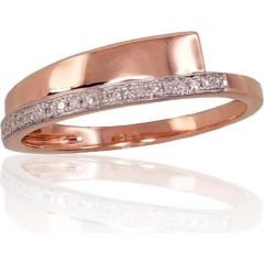 Золотое кольцо #1100759(AU-R+PRH-W)_DI, Красное золото	585°, родий (покрытие) , Бриллианты (0,063Ct), Размер: 17, 1.92 гр.