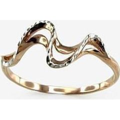 Золотое кольцо #1100068(AU-R+PRH-W), Красное золото	585°, родий (покрытие) , Размер: 15.5, 1.04 гр.