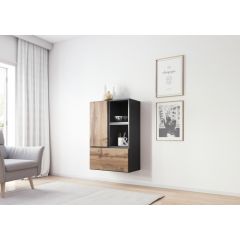 Cama Meble Cama living room furniture set ROCO 17 (2xRO3 + 2xRO6) antracite/wotan oak