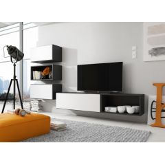 Cama Meble Cama living room furniture set ROCO 4 (RO1+2xRO3+2xRO4) black/black/white