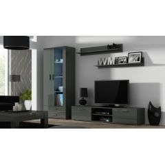 Cama Meble SOHO 8 set (RTV180 cabinet + S6 + shelves) Grey / Gloss grey